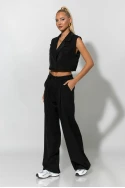 Σετ loose παντελόνα και cropped γιλέκο μαύρο Σετ loose παντελόνα και cropped γιλέκο μαύρο
