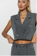 Σετ loose παντελόνα και cropped γιλέκο γκρι Σετ loose παντελόνα και cropped γιλέκο γκρι