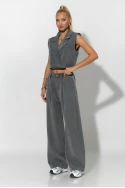 Σετ loose παντελόνα και cropped γιλέκο γκρι Σετ loose παντελόνα και cropped γιλέκο γκρι