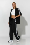 Σετ παντελόνα και blazer με ρίγες στο πλάι μαύρο