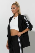 Σετ παντελόνα και blazer με ρίγες στο πλάι μαύρο
