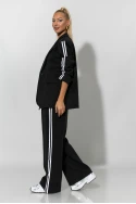 Σετ παντελόνα και blazer με ρίγες στο πλάι μαύρο