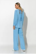 Σετ παντελόνα και oversized μπλούζα με δέσιμο στην πλάτη σιελ Σετ παντελόνα και oversized μπλούζα με δέσιμο στην πλάτη σιελ