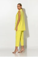Σετ παντελόνι και oversized αμάνικο blazer με βάτες κίτρινο