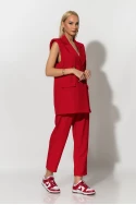 Σετ παντελόνι και oversized αμάνικο blazer με βάτες κόκκινο Σετ παντελόνι και oversized αμάνικο blazer με βάτες κόκκινο