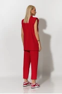 Σετ παντελόνι και oversized αμάνικο blazer με βάτες κόκκινο Σετ παντελόνι και oversized αμάνικο blazer με βάτες κόκκινο