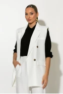 Σετ παντελόνι και oversized αμάνικο blazer με βάτες λευκό Σετ παντελόνι και oversized αμάνικο blazer με βάτες λευκό