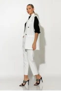 Σετ παντελόνι και oversized αμάνικο blazer με βάτες λευκό Σετ παντελόνι και oversized αμάνικο blazer με βάτες λευκό