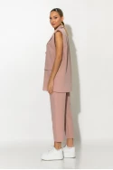 Σετ παντελόνι και oversized αμάνικο blazer με βάτες σομόν