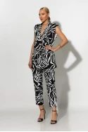 Σετ παντελόνι και oversized αμάνικο blazer με βάτες zebra print μαύρο-λευκό Σετ παντελόνι και oversized αμάνικο blazer με βάτες zebra print μαύρο-λευκό