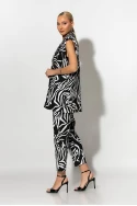 Σετ παντελόνι και oversized αμάνικο blazer με βάτες zebra print μαύρο-λευκό Σετ παντελόνι και oversized αμάνικο blazer με βάτες zebra print μαύρο-λευκό