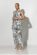 Σετ παντελόνι και oversized αμάνικο blazer με βάτες zebra print λευκό-μαύρο