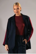 Σετ blazer και παντελόνα με ρίγες στο πλάι μπλε-κόκκινο 