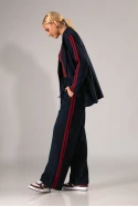 Σετ blazer και παντελόνα με ρίγες στο πλάι μπλε-κόκκινο 