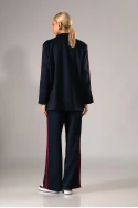 Σετ blazer και παντελόνα με ρίγες στο πλάι μπλε-κόκκινο 
