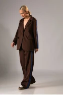 Σετ blazer και παντελόνα με ρίγες στο πλάι καφέ-μπλε