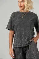 Σετ σόρτς και t-shirt με στράς ανθρακί