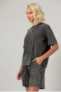 Σετ σόρτς και t-shirt με στράς ανθρακί