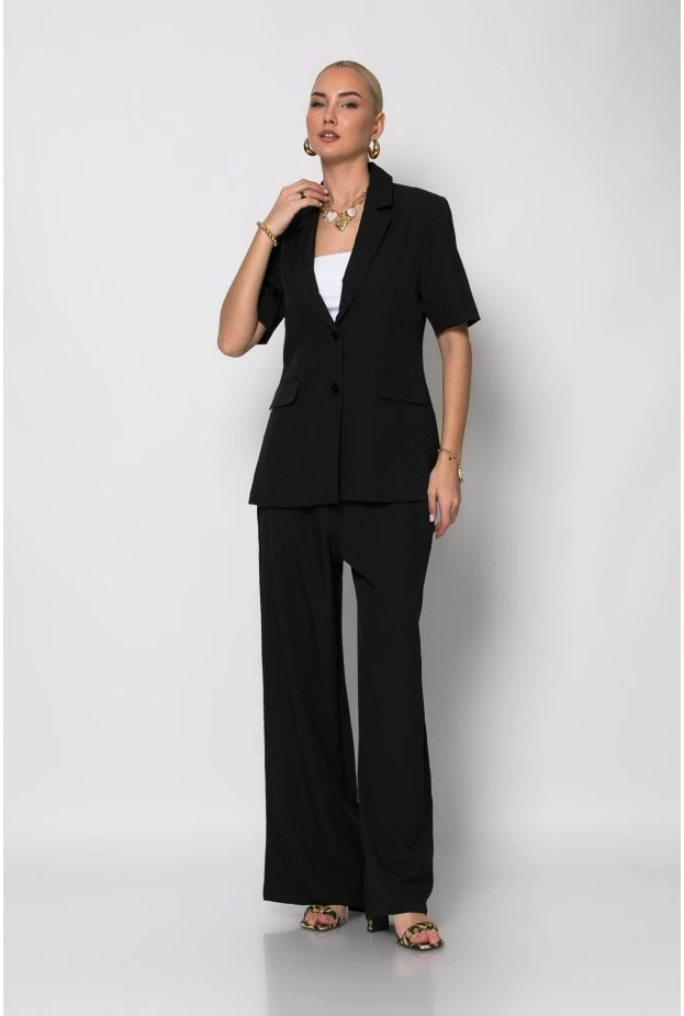 Σετ παντελόνα και κοντομάνικο blazer μαύρο