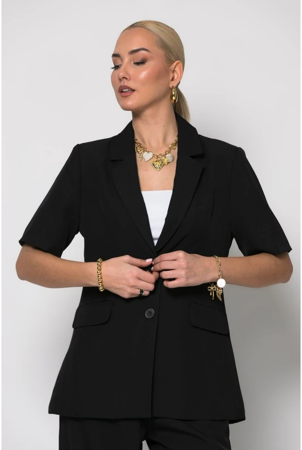 Σετ παντελόνα και κοντομάνικο blazer μαύρο