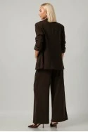 Σετ blazer με ιδιαίτερη ύφανση και παντελόνα με πιέτες και λάστιχο καφέ