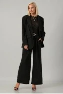Σετ blazer με ιδιαίτερη ύφανση και παντελόνα με πιέτες και λάστιχο μαύρο