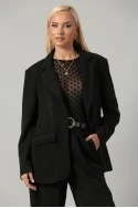 Σετ blazer με ιδιαίτερη ύφανση και παντελόνα με πιέτες και λάστιχο μαύρο