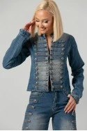 Σετ jean jacket military και jean straight leg μπλε