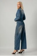 Σετ jean jacket military και jean straight leg μπλε