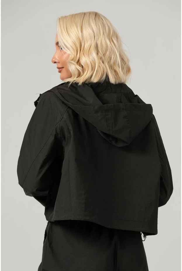 Σετ fly cropped jacket και παντελόνι cargo μαύρο