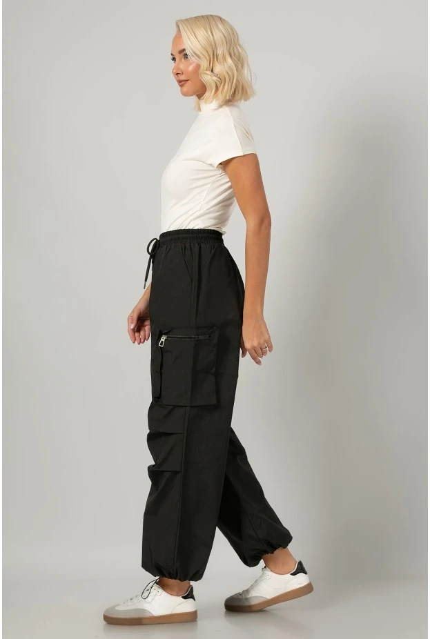 Σετ fly cropped jacket και παντελόνι cargo μαύρο