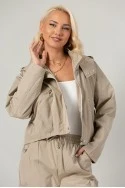 Σετ fly cropped jacket και παντελόνι cargo μπεζ