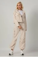 Σετ fly cropped jacket και παντελόνι cargo μπεζ ανοιχτό