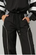 Σετ fly cropped jacket και παντελόνι cargo με λευκές λεπτομέρειες μαύρο