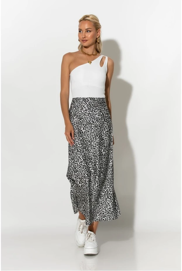 Leopard print φούστα μίντι γκρι