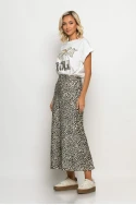 Leopard print φούστα μίντι μπεζ