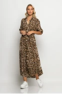 Dress semizie leopard print μπεζ ανοιχτό Dress semizie leopard print μπεζ ανοιχτό