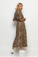 Dress semizie leopard print μπεζ ανοιχτό Dress semizie leopard print μπεζ ανοιχτό