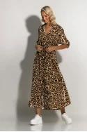Dress semizie leopard print μπεζ ανοιχτό Dress semizie leopard print μπεζ ανοιχτό