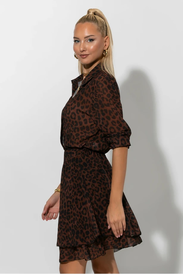 Leopard print πουκάμισο καφέ-μαύρο Leopard print πουκάμισο καφέ-μαύρο