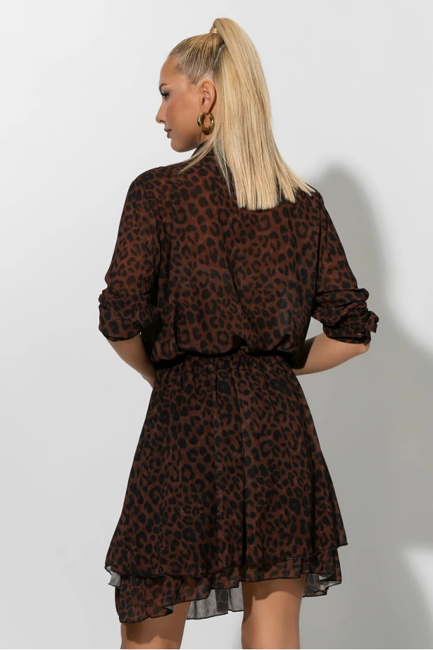 Leopard print πουκάμισο καφέ-μαύρο Leopard print πουκάμισο καφέ-μαύρο