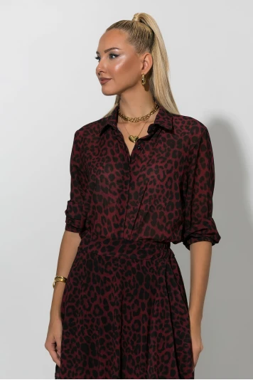 Leopard print πουκάμισο τιρκουάζ