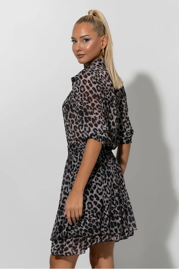 Leopard print πουκάμισο γκρι-μαύρο Leopard print πουκάμισο γκρι-μαύρο