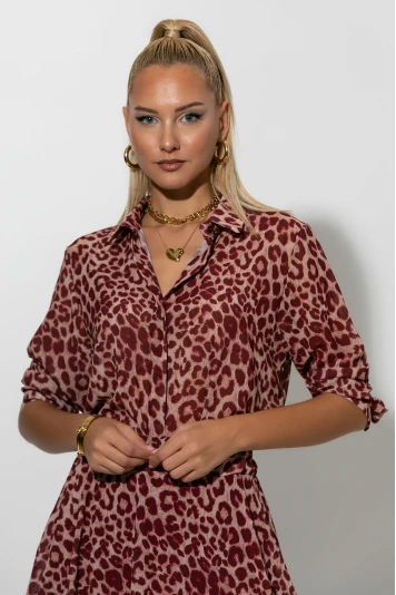 Leopard print πουκάμισο τιρκουάζ