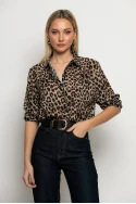 Leopard print πουκάμισο μπεζ-μαύρο Leopard print πουκάμισο μπεζ-μαύρο