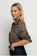 Leopard print πουκάμισο μπεζ-μαύρο Leopard print πουκάμισο μπεζ-μαύρο