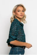 Leopard print πουκάμισο τιρκουάζ Leopard print πουκάμισο τιρκουάζ