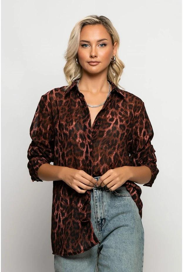 Leopard print πουκάμισο καφέ