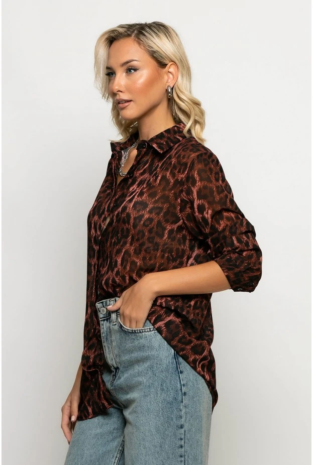 Leopard print πουκάμισο καφέ