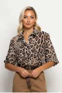 Leopard print πουκάμισο μπεζ